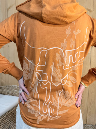 FLORAL SKULL Pima Hoodie