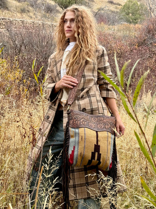 THISTLE & SAGE WOOL BLANKET & LEATHER BAG