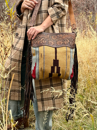 THISTLE & SAGE WOOL BLANKET & LEATHER BAG