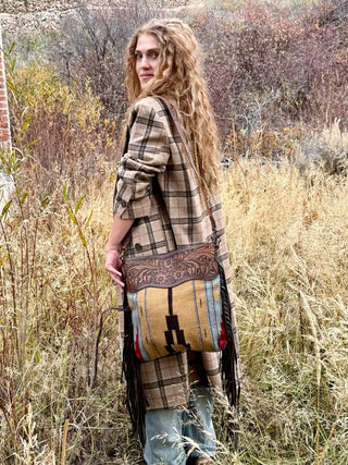 THISTLE & SAGE WOOL BLANKET & LEATHER BAG
