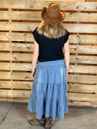 TETON TIERED DENIM Skirt