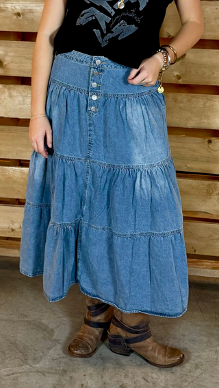 TETON TIERED DENIM Skirt