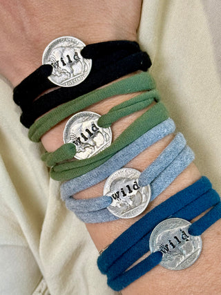 WILD BUFFALO NICKEL  Wrap Bracelet