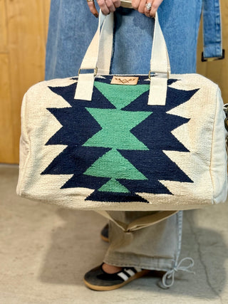 STAR VALLEY  Bag -  Cream, Navy & Green Duffel