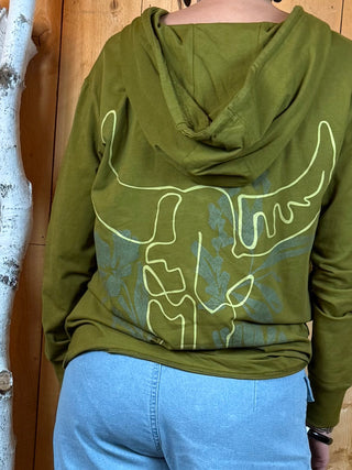 FLORAL SKULL Pima Hoodie