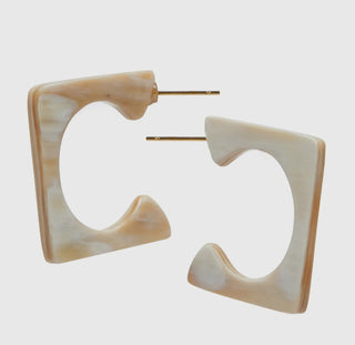 BUFFALO HORN SQUARE Light Earrings
