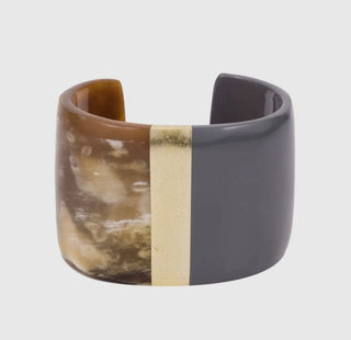 BUFFALO HORN w/GOLD Leaf & Charcoal Lacquer Cuff