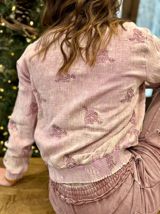 EMBROIDERED DOUBLE GAUZE BOMBER Jacket