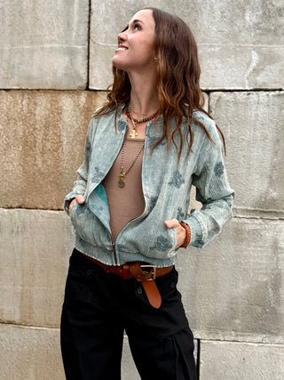 EMBROIDERED DOUBLE GAUZE BOMBER Jacket