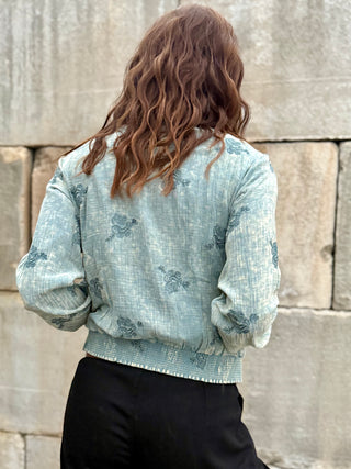 EMBROIDERED DOUBLE GAUZE BOMBER Jacket