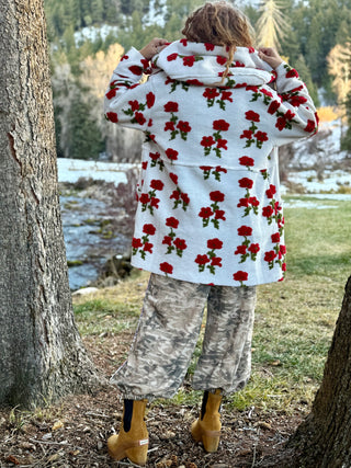 FLORAL CHUNKY EMBROIDERED Hoodie Jacket