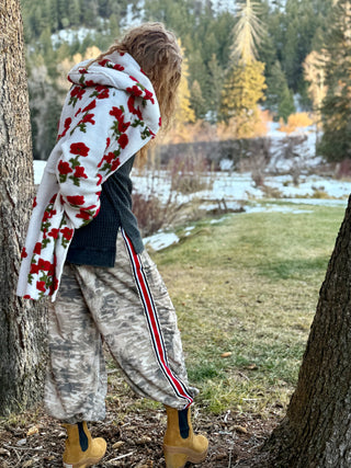 FLORAL CHUNKY EMBROIDERED Hoodie Jacket