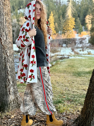FLORAL CHUNKY EMBROIDERED Hoodie Jacket