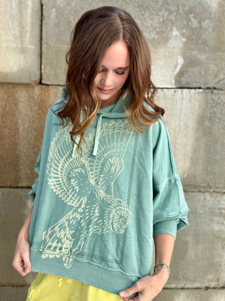 WOODLAND OWL Drop Shoulder Hoodie