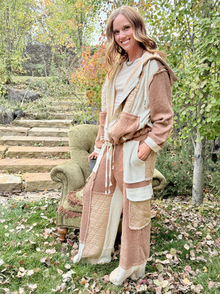 Full-length view of the Peaceful Easy Feelin' set with drawstring waist and quilted cargo pockets