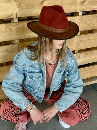 LEATHER & 100% WOOL SUMMIT Hat    AmHa