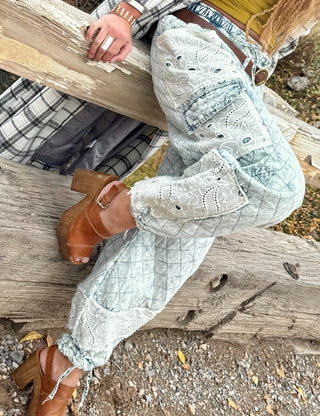 Boot-Scootin' Blue Qulited Jogger Pants