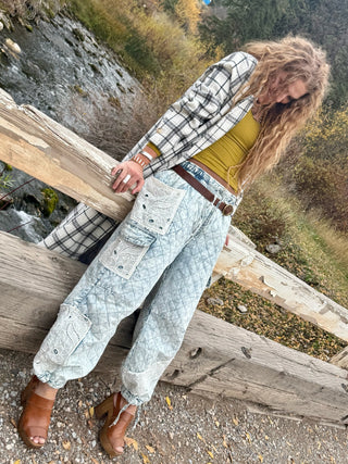 Boot-Scootin' Blue Qulited Jogger Pants