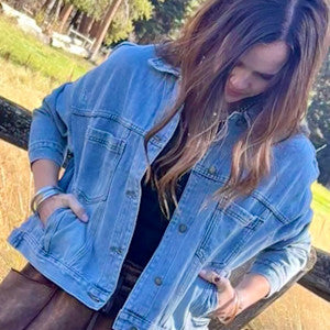 Star Of 89 Oversized Back Pleated Denim Jacket