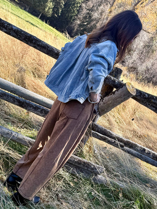 Star Of 89 Oversized Back Pleated Denim Jacket