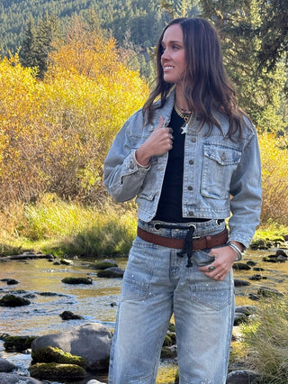 Moose-culine Cropped Denim Jacket