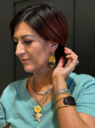 BUFFALO HORN & BRASS Capsule Earrings