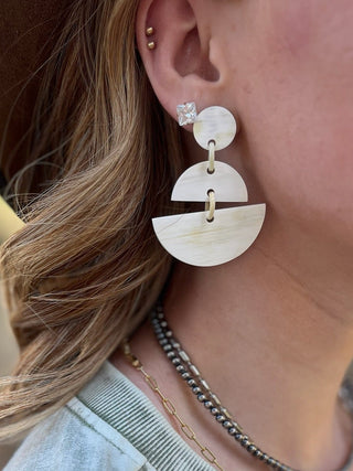 BUFFALO HORN - SPLIT Light MOON Earrings